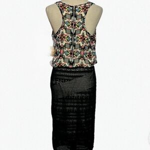 NWOT Rachel Roy BodyCon Dress With Racer Back Blouson Bodice & Knit Midi Skirt